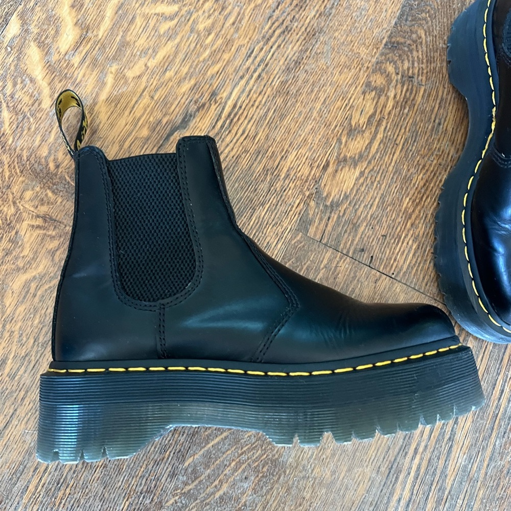 Dr. Martens Black Leather Chelsea Boots with Yellow Stitching - Picture 3 of 5